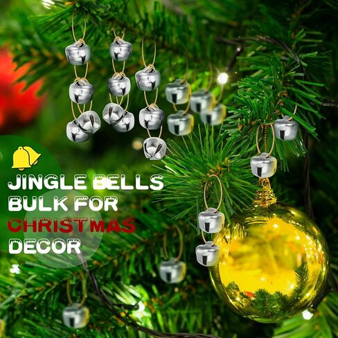 2000 قطعة من أجراس جلجل معدنية كبيرة من Therwen للحرف اليدوية أجراس حرفية فضية مع صوت عالٍ 1/4 بوصة أجراس عيد الميلاد صغيرة صغيرة لتزيين المنزل وحفلات الزفاف in Kuwait