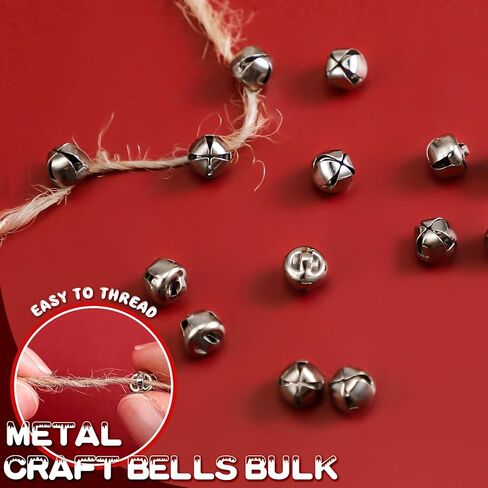 2000 قطعة من أجراس جلجل معدنية كبيرة من Therwen للحرف اليدوية أجراس حرفية فضية مع صوت عالٍ 1/4 بوصة أجراس عيد الميلاد صغيرة صغيرة لتزيين المنزل وحفلات الزفاف in Kuwait
