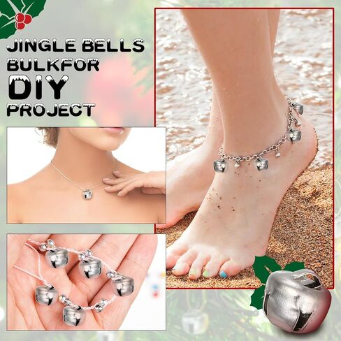 2000 قطعة من أجراس جلجل معدنية كبيرة من Therwen للحرف اليدوية أجراس حرفية فضية مع صوت عالٍ 1/4 بوصة أجراس عيد الميلاد صغيرة صغيرة لتزيين المنزل وحفلات الزفاف in Kuwait