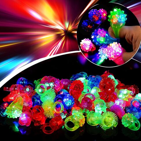 KIMOBER Light Up Rings,Colorful Glow In The Dark Silicone Bumpy Jelly Rings Flash LED Rings Blinking Toys for Kids Party Favors in Kuwait