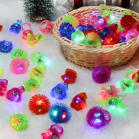 KIMOBER Light Up Rings,Colorful Glow In The Dark Silicone Bumpy Jelly Rings Flash LED Rings Blinking Toys for Kids Party Favors in Kuwait