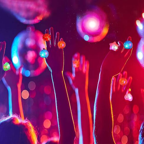 KIMOBER Light Up Rings,Colorful Glow In The Dark Silicone Bumpy Jelly Rings Flash LED Rings Blinking Toys for Kids Party Favors in Kuwait