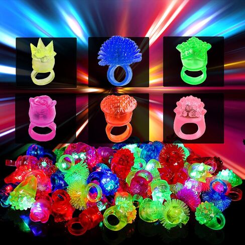 KIMOBER Light Up Rings,Colorful Glow In The Dark Silicone Bumpy Jelly Rings Flash LED Rings Blinking Toys for Kids Party Favors in Kuwait