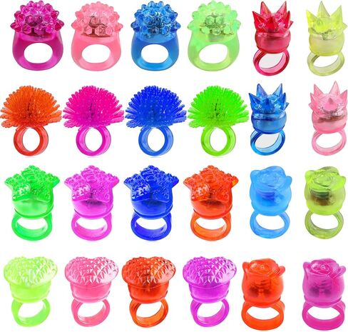 KIMOBER Light Up Rings,Colorful Glow In The Dark Silicone Bumpy Jelly Rings Flash LED Rings Blinking Toys for Kids Party Favors in Kuwait