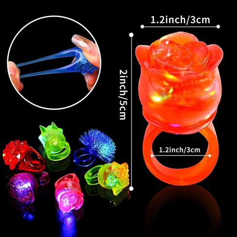 KIMOBER Light Up Rings,Colorful Glow In The Dark Silicone Bumpy Jelly Rings Flash LED Rings Blinking Toys for Kids Party Favors in Kuwait