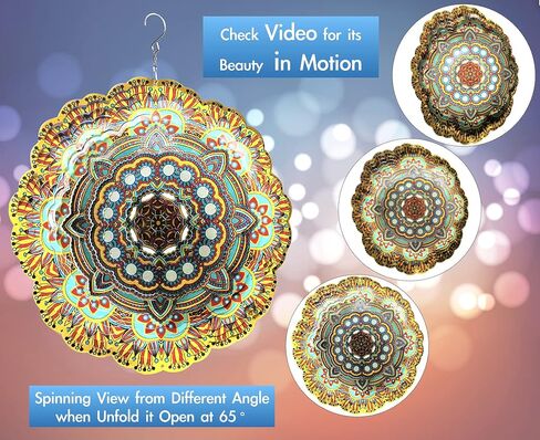 HS’s Creation Gazing Ball Spiral Tail Crystal Ball Wind Spinner Stabilizer Unique Gift and Hanging Décor for Indoor Outdoor Garden Decoration 13 Inch Height in Saudi Arabia