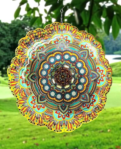 HS’s Creation Gazing Ball Spiral Tail Crystal Ball Wind Spinner Stabilizer Unique Gift and Hanging Décor for Indoor Outdoor Garden Decoration 13 Inch Height in Saudi Arabia