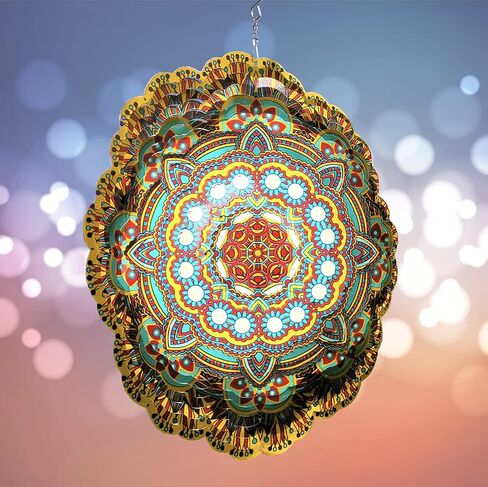 HS’s Creation Gazing Ball Spiral Tail Crystal Ball Wind Spinner Stabilizer Unique Gift and Hanging Décor for Indoor Outdoor Garden Decoration 13 Inch Height in Saudi Arabia