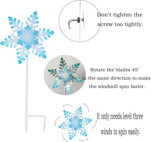 BVLFOOK Snow Wind Spin Metal Yard زينة عيد الميلاد ساحة زينة سنو ويند سبينر صغير الثلج ويندميل ديكور الرياح 45.7 سم in Kuwait