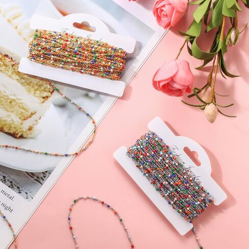 سلسلة ربط من الفولاذ المقاوم للصدأ على شكل قلب مسطح بطول 52.5 قدم من الذهب والفضة من الفولاذ المقاوم للصدأ سلسلة مجوهرات دائمة وصلة سلسلة مجوهرات مسطحة لصناعة المجوهرات المصنوعة من السوار للنساء (ذهبي وفضي، 52.5 قدم) in Kuwait