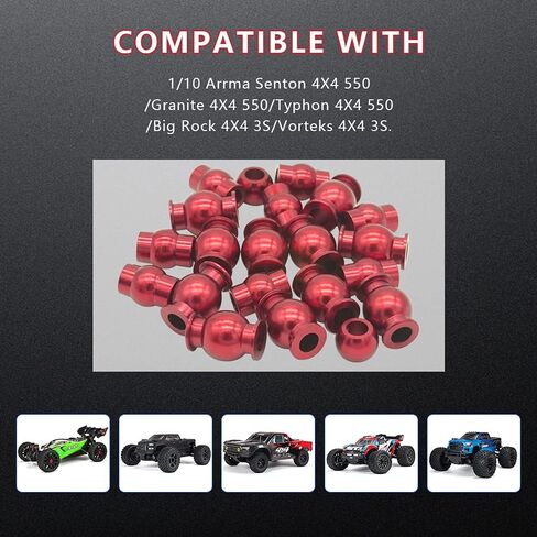 Globact 22 Pcs Aluminum Tie Rods Pivot Ball shock Pivot Ball Steering Pivot Ball Upgrade Parts for 1/10 Arrma Senton Granite Typhon 4X4 3S&550/Big Rock Vorteks 4X4 3S Replace Model AR330515 (Blue) in Saudi Arabia