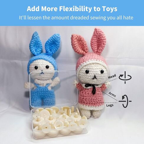 Doll Joints for Amigurumi Crochet 25mm 20 Set - RuWfpz Animal Toy Doll Safety Joints for Head Arms Legs, Creamy-White Plastic Joints for Stuffed Animals Amigurumi Bears Craft in Kuwait