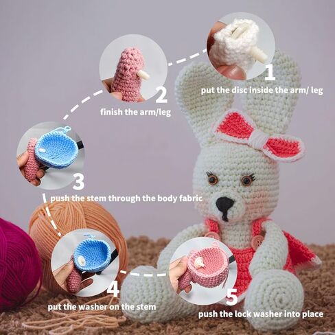 Doll Joints for Amigurumi Crochet 25mm 20 Set - RuWfpz Animal Toy Doll Safety Joints for Head Arms Legs, Creamy-White Plastic Joints for Stuffed Animals Amigurumi Bears Craft in Kuwait