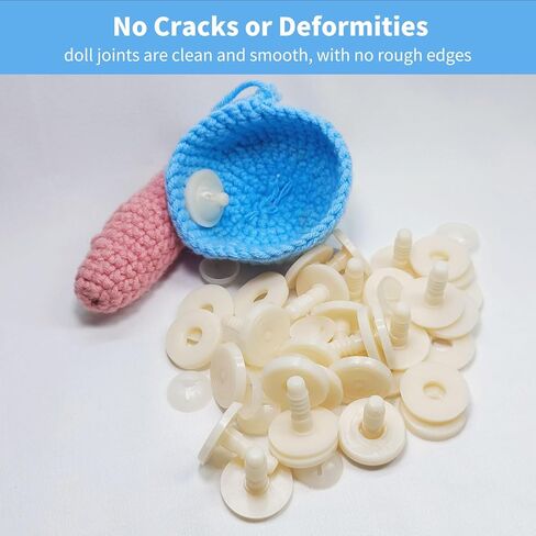 Doll Joints for Amigurumi Crochet 25mm 20 Set - RuWfpz Animal Toy Doll Safety Joints for Head Arms Legs, Creamy-White Plastic Joints for Stuffed Animals Amigurumi Bears Craft in Kuwait