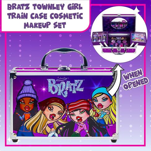 براتز - مجموعة مكياج تاونلي جيرل ترين كيس لمستحضرات التجميل تتضمن ملمع شفاه وملمع للعين وفرشاة وطلاء أظافر وإكسسوارات والمزيد! للفتيات، للأعمار من 16 عامًا فما فوق، مثالية للحفلات وحفلات النوم والتجميل in Kuwait