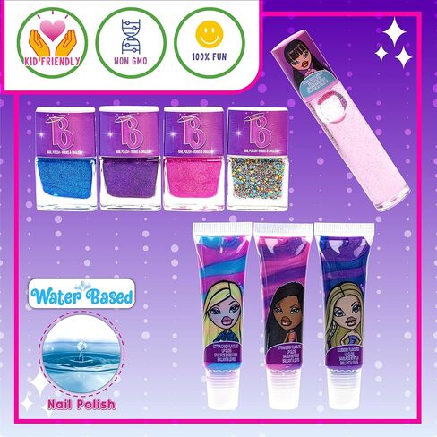 براتز - مجموعة مكياج تاونلي جيرل ترين كيس لمستحضرات التجميل تتضمن ملمع شفاه وملمع للعين وفرشاة وطلاء أظافر وإكسسوارات والمزيد! للفتيات، للأعمار من 16 عامًا فما فوق، مثالية للحفلات وحفلات النوم والتجميل in Kuwait