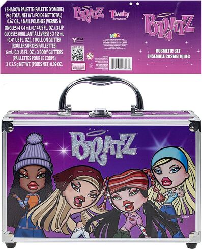 براتز - مجموعة مكياج تاونلي جيرل ترين كيس لمستحضرات التجميل تتضمن ملمع شفاه وملمع للعين وفرشاة وطلاء أظافر وإكسسوارات والمزيد! للفتيات، للأعمار من 16 عامًا فما فوق، مثالية للحفلات وحفلات النوم والتجميل in Kuwait