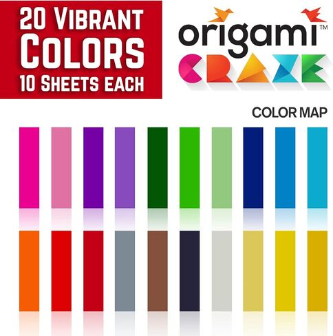 Origami Paper 500 Sheets Premium Quality for Arts and Crafts 6" Square Sheets 20 Vibrant Colours Same Colour on Both Sides 100 Design Ebook Included (See Back of Cover for Download info) in Saudi Arabia