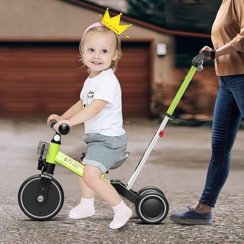 67i Tricycles for 1-3 Year Old Toddler Tricycle with Push Handle for 1-3 Years Old Trikes Toddlers Push Handle Boys and Girls Kids Push Trike Toddler Bike Adjustable Seat and Handle in Kuwait