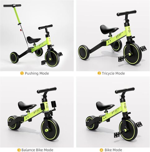 67i Tricycles for 1-3 Year Old Toddler Tricycle with Push Handle for 1-3 Years Old Trikes Toddlers Push Handle Boys and Girls Kids Push Trike Toddler Bike Adjustable Seat and Handle in Kuwait