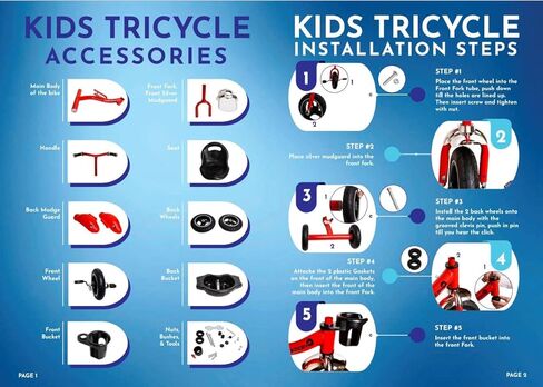 دراجة ثلاثية العجلات للأطفال الصغار - دراجة ثلاثية العجلات للأطفال من عمر 2 إلى 4 سنوات - مع مقود وزر موسيقى وأضواء ومقعد قابل للتعديل وإطارات غير قابلة للانزلاق - مناسبة للاستخدام الداخلي والخارجي للأطفال in Kuwait