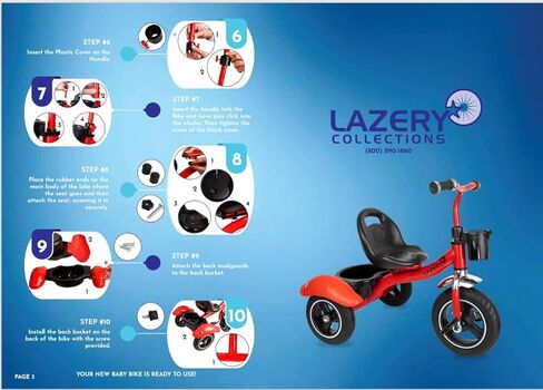 دراجة ثلاثية العجلات للأطفال الصغار - دراجة ثلاثية العجلات للأطفال من عمر 2 إلى 4 سنوات - مع مقود وزر موسيقى وأضواء ومقعد قابل للتعديل وإطارات غير قابلة للانزلاق - مناسبة للاستخدام الداخلي والخارجي للأطفال in Kuwait