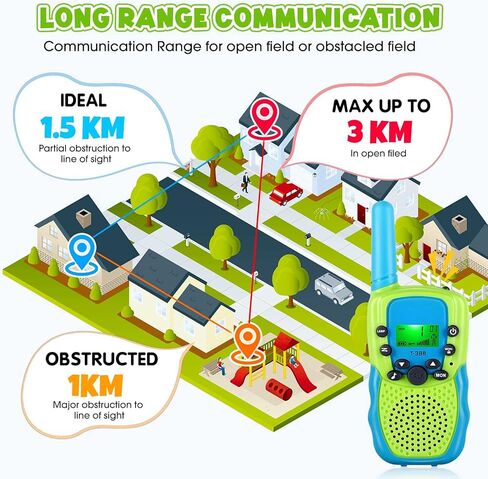 Jeebuu Walkie Talkies للأطفال، 22 قناة 3 كم مدى 2 طريقة Walkie Talkies في الهواء الطلق ألعاب STEM للفتيات من سن 3 إلى 12 سنة، هدايا عيد الميلاد للأولاد من سن 3 إلى 10 سنوات تناسب المشي لمسافات طويلة والتخييم in Kuwait