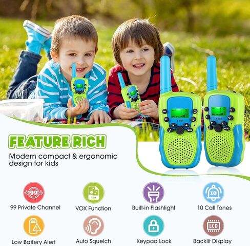 Jeebuu Walkie Talkies للأطفال، 22 قناة 3 كم مدى 2 طريقة Walkie Talkies في الهواء الطلق ألعاب STEM للفتيات من سن 3 إلى 12 سنة، هدايا عيد الميلاد للأولاد من سن 3 إلى 10 سنوات تناسب المشي لمسافات طويلة والتخييم in Kuwait