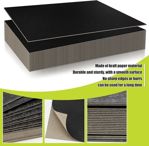 Rcybeo 20 Pcs Book Board, Binders Board Chipboard Designer Bookboard Kraft Heavy Duty Chipboard Sheets Bookbinding Supplies for Book Binding Cover (Black, 11 x 8.5 Inch 50PT) in Kuwait
