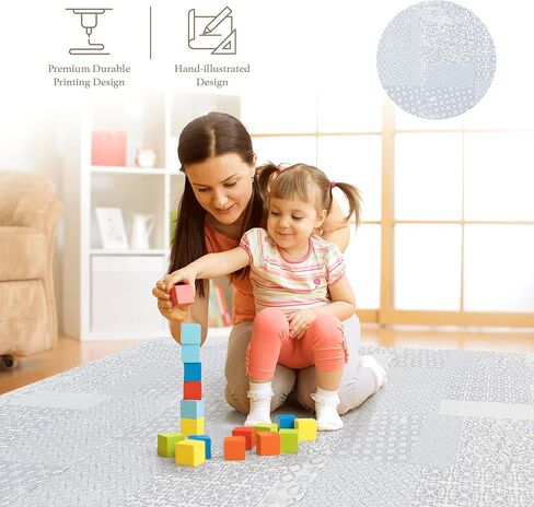 Premium Exercise & Baby Foam Play Mats - Stylish & Large Non-Toxic Puzzle Floor Mat - 6 Tiles - Spacious 6ft x 4ft - Peel-Resistant Reinforced Version - Soft, Thick, Waterproof -Totem Beige in Kuwait