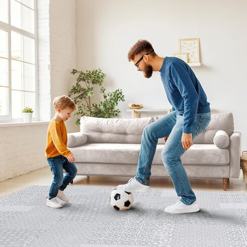 Premium Exercise & Baby Foam Play Mats - Stylish & Large Non-Toxic Puzzle Floor Mat - 6 Tiles - Spacious 6ft x 4ft - Peel-Resistant Reinforced Version - Soft, Thick, Waterproof -Totem Beige in Kuwait