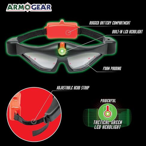 ArmoGear Night Vision Goggles for Kids | Spy Gear Gadgets | Kids Camping Gear Spy Glasses with Built-in LED Headlight | Adjustable Kids Spy Toy Heat Vision Goggles in Kuwait