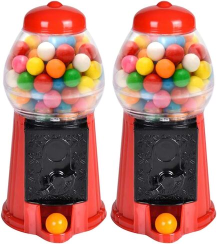 ArtCreativity Gumball Machine Bank for Kids, Set of 2, 5.25 Inch Desktop Bubble Gum Mini Candy Dispenser, Unique Money Saving Coin Bank, Great Gift or Vintage Office Desk Decoration- Gumballs Included in Kuwait
