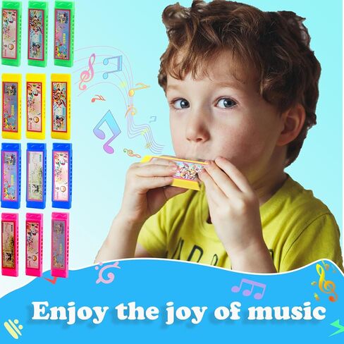 60 Pcs Cartoon Harmonica Bulk Plastic 5 Holes Harmonica Mini Harmonica Toy for Kids Party Goodie Bags Stuffers, Random Color Pattern in Saudi Arabia