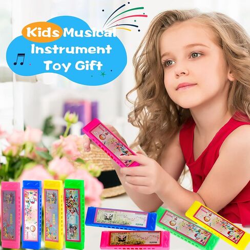 60 Pcs Cartoon Harmonica Bulk Plastic 5 Holes Harmonica Mini Harmonica Toy for Kids Party Goodie Bags Stuffers, Random Color Pattern in Saudi Arabia