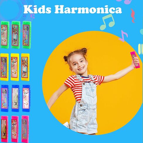 60 Pcs Cartoon Harmonica Bulk Plastic 5 Holes Harmonica Mini Harmonica Toy for Kids Party Goodie Bags Stuffers, Random Color Pattern in Saudi Arabia