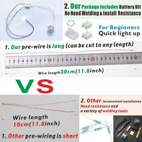 25PCS Pre-wired Micro Blinking LEDs(Light Mode: Flashing Red Light) 0805 SMD LEDs With Assembly Accessories For Beginner Model Building in Kuwait