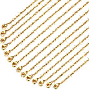 24 Pack Necklace Chains Stainless Steel Cable Chain Necklace Bulk for Jewelry Making, 18 Inches