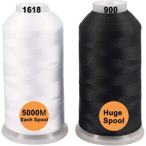 New brothreads - 40 Options- Various Assorted Color Packs of Polyester Embroidery Machine Thread Huge Spool 5000M for All Embroidery Machines -3xWhite