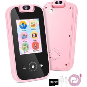 Kids Smart Phone for Boys 3 4 5 6 Year Old, 180° Rotatable Camera Kids Phone Toys with 32GB SD Card, MP3 Music Player, Toddler Easter Gifts Touchscreen Play Phones for Boys 3-8 Year Old Blue in Kuwait