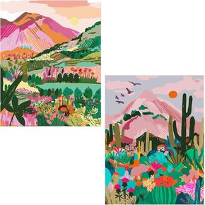 Jethami 2 Pack Paint by Numbers Kit for Adults Easy, DIY Oil Landscape at Home Canvas Painting Art kit for Beginner 16x20 in