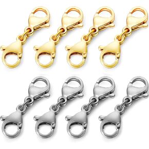 OHINGLT Double Lobster Clasp Necklace Extender Connector Bracelet Extension, Gold and Silver Lobster Claw Clasps for DIY Jewelry Making in Saudi Arabia