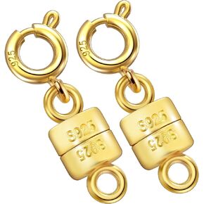 925 Sterling Silver Magnetic Necklace Clasps and Closures,Mini Bracelets Clasp Converter Gold and Silver Chain Extender for Jewelry Making Supplies