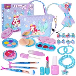 مجموعات مكياج Loyo Girls Pretend Play، مجموعات مكياج وهمية مع حقيبة مستحضرات تجميل لهدايا عيد ميلاد الفتيات الصغيرات، مجموعة مكياج ألعاب مستحضرات التجميل للأطفال للفتيات الصغيرات بعمر 3 و4 و5 (ليست مكياج حقيقي) in Kuwait