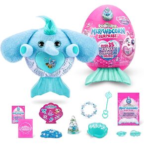 Rainbocorns Mermaidcorn (Puppy) من ZURU، قطيفة قابلة للجمع، مفاجآت حورية البحر، حيوان محشو من القطيفة، بيضة مفاجأة، ملصقات، رمال سحرية وخليط فقاعات، للفتيات من سن 3 سنوات فما فوق