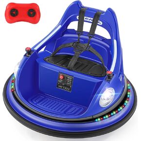 ELEMARA Ride on Bumper Car for Kids & Toddlers,1.9MPH Max,12V Ride on Toys W/Remote,2Playing Modes,2-Speed,360°Spin,Bumping Toy Gifts with W/Bluetooth,5 Flashing Lights,DIY Stickers,Light Blue