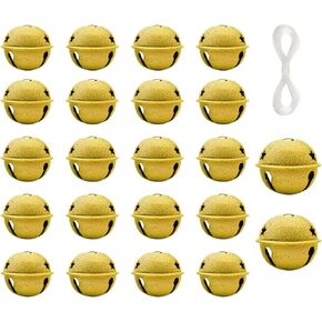 30PCS Jingle Bells 1.6 Inches Star Design Christmas Craft Bells Christmas Bells for Christmas Tree Wreath Ornaments Holiday DIY Decorations (Gold)