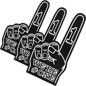 3 Pieces Giant Foam Finger 18 Inch We're Number 1 Foam Hand Cheerleading Foam Fingers for Sports Cheer School Spirit Craft Foam Hands Team Finger Foam Hand Pom Pom for Sports Events Games