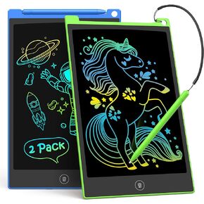 TECJOE 2 Pack 10 Inch LCD Writing Tablet for Kids, Colorful Doodle Board, Electronic Drawing Tablet Drawing Pads for 3-6-Year-Old Kids Gifts (Blue and Pink)