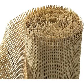 LUSYDECO 20" Width Square Rattan Cane Webbing Roll 3 Feet Length for Caning Projects Fine Radio Net Mesh Pre Woven Open Weave Wicker Woven Rattan Sheets Caning Material for Chairs, Cabinet, Door
